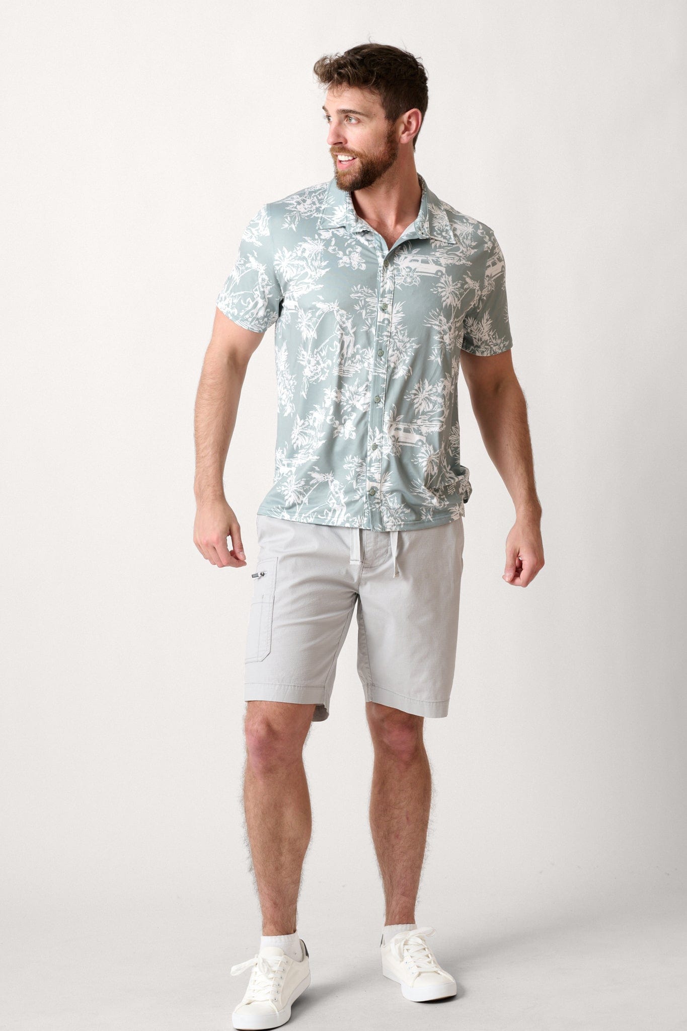 Male model dressed in cargo shorts with the WEARFIRST Dare to Venture Cargo Short in High Rise