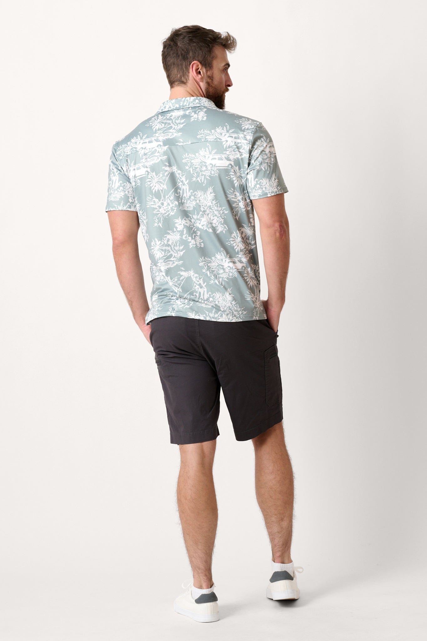 Male model dressed in cargo shorts with the WEARFIRST Dare to Venture Cargo Short in Pepper