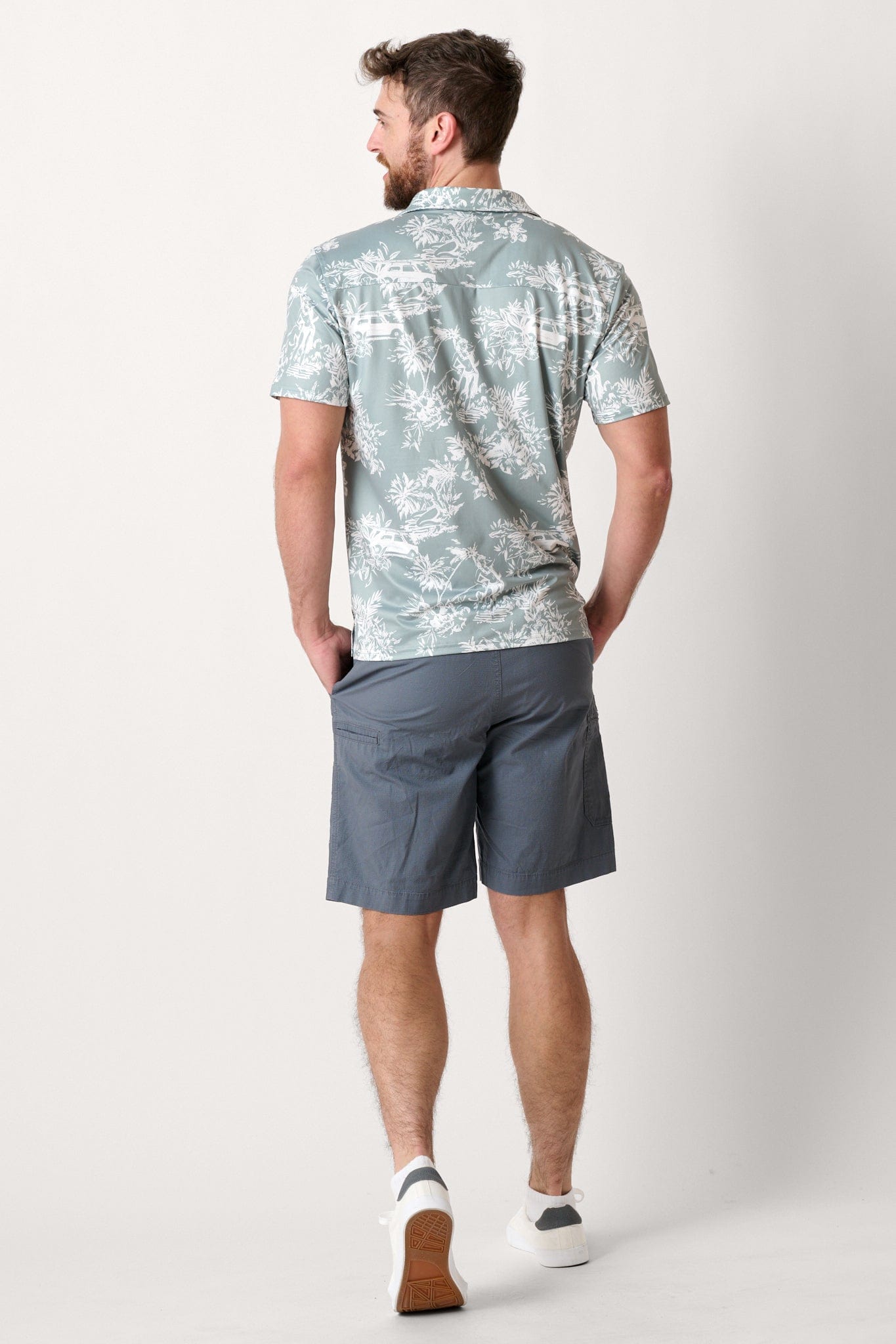 Male model dressed in cargo shorts with the WEARFIRST Dare to Venture Cargo Short in Turbulence
